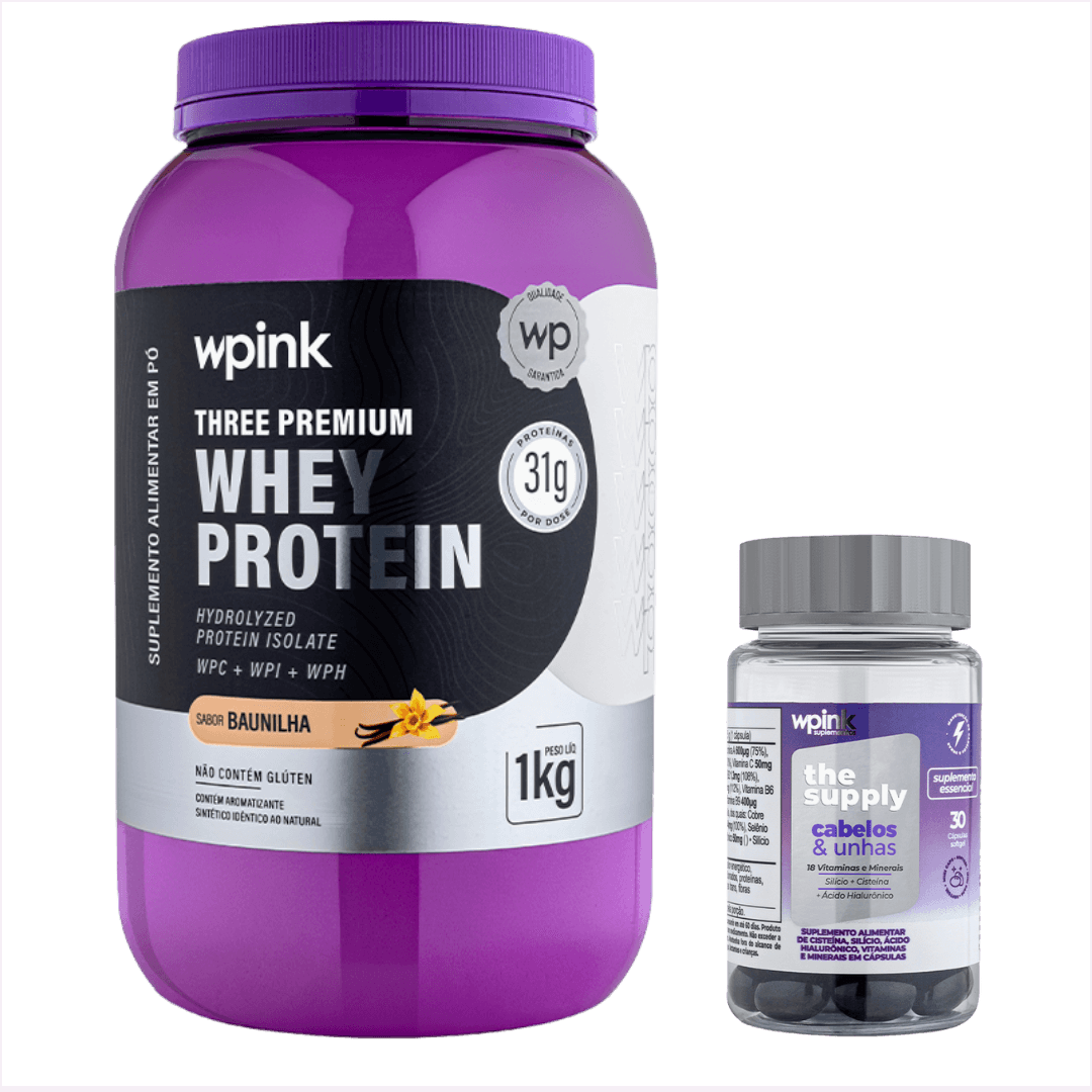 Whey 3W baunilha 1kg + Cabelo e Unha