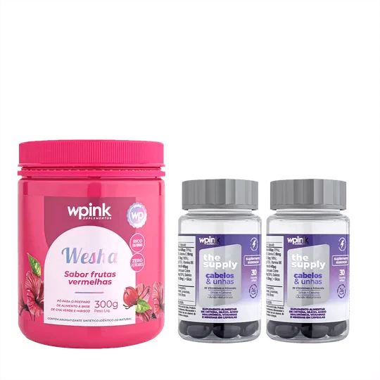 Kit Chá funcional chá verde e hibisco + 2 Cabelo e Unha